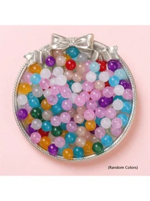 420 pièces Kit de perles de verre d'imitation de jade pour la confection de bijoux, bracelets d'amitié, boucles d'oreilles, colliers. Ensemble de perles rondes en cristal pour artisanat DIY (couleurs aléatoires)