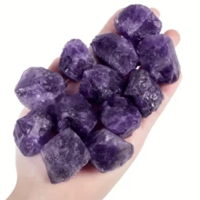 1pc/3pcs/5pcs Natural Amethyst Clusters, Raw Rose Quartz Rock Crystal, Natural Healing Stones - Purple - View 14