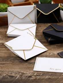 10 Pcs VIP Member Mini Envelopes, Member Card Envelopes, Celebration Cards, Small Bank Cards, ID Cards With Golden Western Envelopes, White/Black Member Card Envelopes,School Supplies,Back To School - Multicolor - View 7