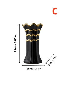 1PC Ceramic High-End Minimalist Style Curved Mouth Vase Suitable For Office Beautiful Decoration, Bedroom Dressing Table Flower Vase, Living Room Desktop Flower Vase Decoration