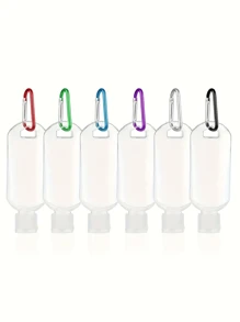 Bottiglia da viaggio antifuga con portachiavi - contenitore portatile ricaricabile, disponibile in più colori (blu, bianco, trasparente) per liquidi per il lavaggio delle mani e articoli da toilette (blu, bianco, trasparente), bottiglia da viaggio per articoli da toeletta, contenitore per liquidi ricaricabile a prova di perdite per articoli di toeletta, cosmetici - (colore del moschettone casuale)