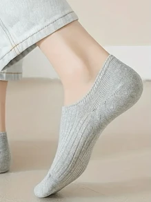 6 Pairs Solid Pinstripe Boat Socks, Simple Comfy & Breathable Socks, Women's Stockings & Hosiery(1/3/6 Pairs)