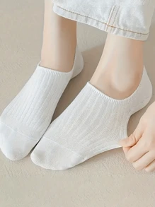 6 Pairs Solid Pinstripe Boat Socks, Simple Comfy & Breathable Socks, Women's Stockings & Hosiery(1/3/6 Pairs)