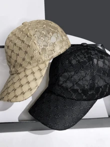 1 Piece Lace Hat Women's Summer Wide Brim Fashion Casual Versatile Baseball Cap Sunshade Sun Hat Semi Hollow Design Thin Sun Hat - Black - View 2
