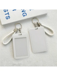 1 件马卡龙 ABS 纯色时尚卡通滑入式卡包，学生腕带卡包，女士卡包，身份证公交保护套，学生校园卡包