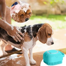 1pc Silicone Pet Bath Brush With Massage Ball - 2 In 1 Bathing And Massage GroomingTool For Dogs And Cats Shampoo - Gentle Silicone Material Pet Care Accessories And Cleans With Built-In Bath Sanitizer For Daily Cleaning Of Pets, Birthday Gifts,