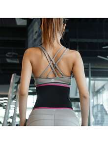 حزام يوجا يحفز على التعرق لحماية العضلات البطنية مع فتحات تنفس ، من نوع يناسب الجنسين ، بجيب لياقة بدنية ، مزود بأيونات الفضة لحماية الخصر