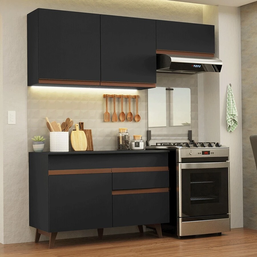 Complete Modular Kitchen Madesa Reims 190cm Black 04 - Black - View 1