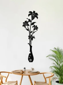 亚克力镜面百合花花瓶墙贴，百合花+花瓶装饰软镜，适用于玄关、客厅、卧室，采用健康环保材质制成，无污染。（墙贴带有一层保护膜，使用时可撕下）