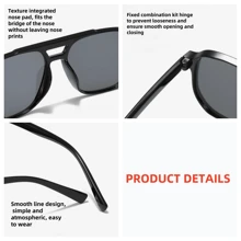 1pc Women's Square Rivet Frame Multicolor Combination Glasses Sets, Suitable For Outings, Retro Double Bridge Simple Large Frame , Ins Personalized Ocean Lens