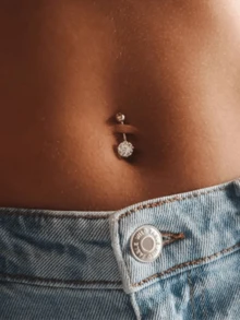 Belly Button Rings 14G 10mm Stainless Steel Silver Set With Stone For Women - Belly Rings - View 4