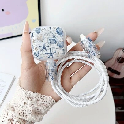 3 Pieces Set, UK Standard 18W/20W Transparent Charger Case Compatible With IPhone 13/14/15/16, TPU Cable & Charger Head Protector, Gift, Electronic Office Accessories Cable Protector, Charger Accessories, Phone Accessories