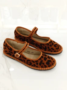 RevReaL Classic Mary Jane Slip-Ons | Lightweight And Comfortable, Available In Multiple Colors - LEOPARD - View 2