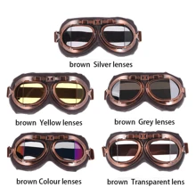 Retro Motorcycle Goggles Glasses Vintage Moto Classic Goggles For Harley Pilot Steampunk ATV Bike Copper Helmet