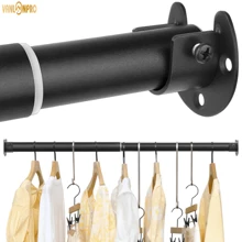 1 pieza Varilla ajustable de 40-190cm de acero inoxidable plateado, varilla para cortina de ducha, varillas para colgar cortinas de ducha, varillas telescópicas, varillas para colgar ropa en el armario de alta resistencia, varillas negras metálicas para armario