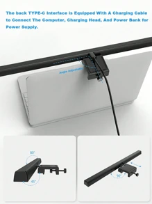 Lámpara decorativa de pantalla táctil dual, Luz de ambiente/juego, Lámpara de protección ocular para monitor de esports, Lámpara colgante de pantalla de computadora con retroiluminación RGB multicolor y luz frontal ajustable de 3 colores