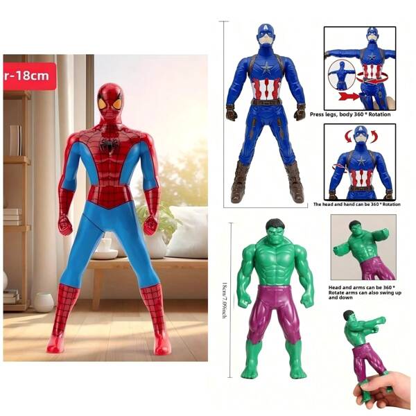 Marvel Figurki akcji Marvel Avengers - 18 cm, szczegółowe modele plastikowe, realistyczne kostiumy, idealny wybór dla kolekcjonerów i fanów, idealny wybór na Wielkanoc, Halloween, prezenty świąteczne, figurki kolekcjonerskie | figurki bohaterów | ozdoby na biurko, artykuły szkolne, powrót do szkoły