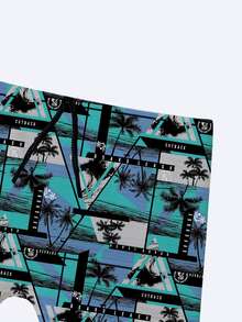 Cottoon Uv Children's Beach Set Boy Long Sleeve Shirt UV Protection Blouse And Printed Swim Trunks Premium Summer Men's Kit - Màu xanh lam - Xem 5