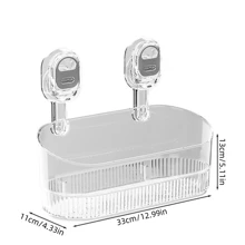 1 pieza Estante de almacenamiento con ventosa de plástico enchapado, cesta colgante para gel de ducha/artículos de tocador/cosméticos para baño, organizador de pared para volver a la escuela