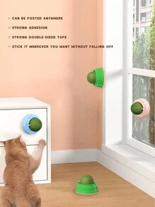 1pc Catnip Ball With RotatingFeature For Grinding Teeth AndCleaning, Catnip Ball WallSticking Crab Cat Toy, Suitable For Pet Cats To Play And RelieveBoredom Cat Chew Toy WithDigestion Promoting AgentCatnip Ball, Adhesive Cat ToyTeeth Grinding Stick, PetProduct Green Color