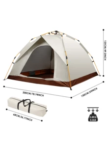 1pc Portable Automatic Instant Pop Up Camping Tent, Outdoor Waterproof & Sunshade Tent Suitable For 2-4 Person - Beige - View 9