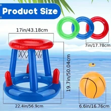 1 Set aufblasbarer Pool Basketball Set, mit schwimmenden Ringen, Strandball Wurfspiel, Pool Aufblasbares, geeignet für Sommerfest Unterhaltung, Wasserkampfspiele, ohne Strom erforderlich, strapazierfähiges PVC Material, Outdoor Wasseraktivitätsausrüstung | Interessantes Design | Aufblasbare Struktur, ideales Urlaubs- oder Geburtstagsgeschenk, geeignet für Familienunterhaltung und Outdoor-Erholung, Wasserspiele, Strandspiele, Outdoor-Spiele, Sport und Unterhaltung, Pool Aufblasbares