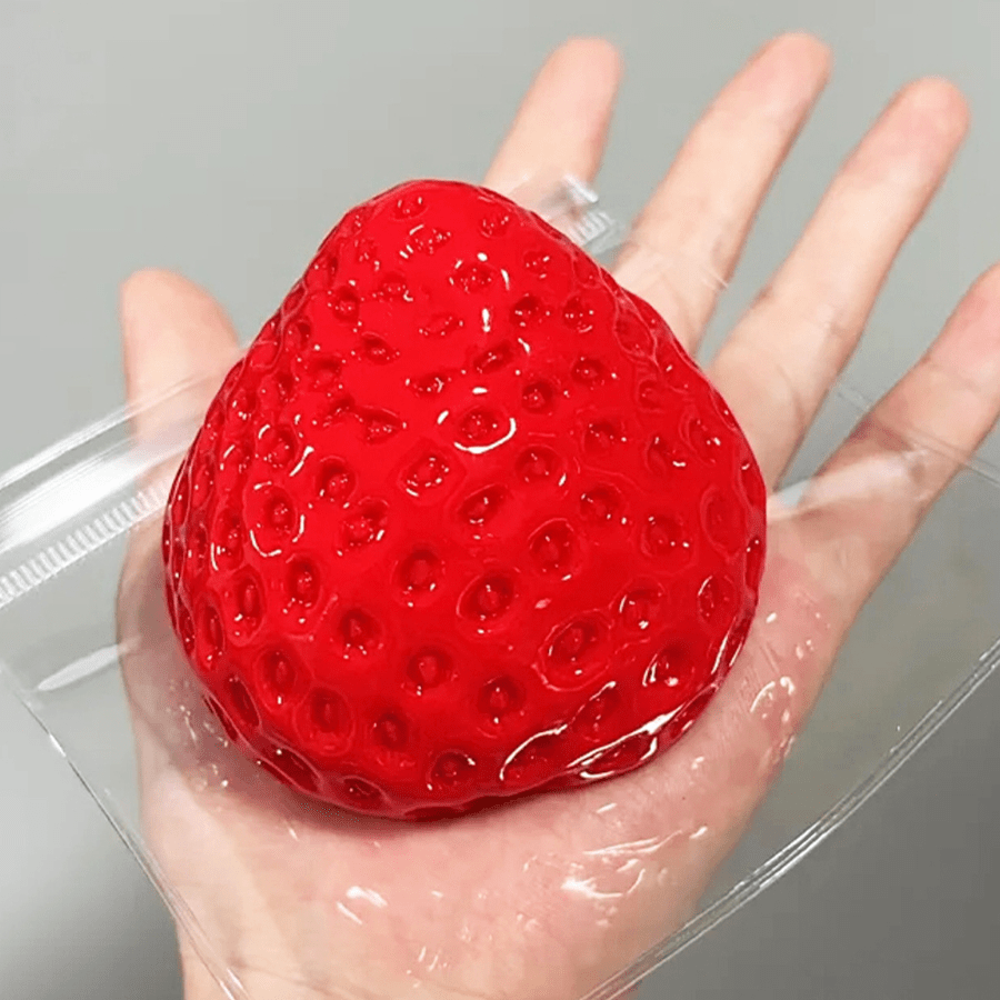 1 pieza Tarta de fresa esponjosa de silicona suave - Juguete antiestrés sensorial para adolescentes, adultos, oficina y fiestas, entrenamiento de agarre para autismo, juego sensorial