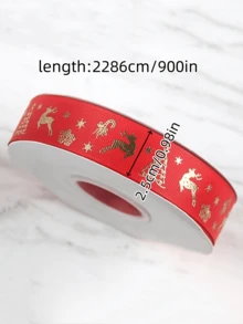 4/1 peças Fitas de Caixa de Presente de Natal de 900 polegadas, Fitas Decorativas de Caixa de Bolo e Flor, Fitas Vermelhas e Verdes de Boneco de Neve, Árvore de Natal e Bengala de Doce, Fitas de Cetim DIY para Embrulho de Presente para Aniversário, Casamento, Natal