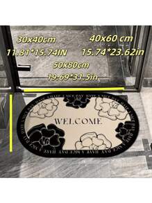 Schwarz-Weiß Kamelien Blumen Badematte, Blumen Badematte, rutschfeste Badematte, Badezimmermatte, schnell absorbierend, schnell trocknend, rutschfest, saugfähig, schnell trocknend, Blumenmuster, Schwarz-Weiß Kamelien Blumen Badematte, weiche saugfähige Matte geeignet für Küche und Badezimmer Eingang, Zuhause Badezimmer Eingang saugfähige Matte, rutschfeste schnell trocknende Fußmatte Badezimmerboden Matte Badezimmer Küche Dekoration