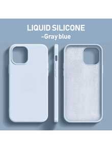 1 pieza Funda de silicona líquida de lujo en color azul cielo compatible con iPhone 16, 11, 13, 12, 14, 15 Pro Max y iPhone 16 Pro Max, funda protectora antichoque - Celeste - Ver 1