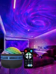 LED 螺旋极光波投影仪 - USB 供电，明亮的多色星月灯光效果，适合卧室、生日派对和情人节礼物 - 彩色 - 查看 6