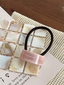 9件套女士时尚亚克力纯色几何拱形发圈，马尾辫发绳，橡皮筋，优雅发带，发饰，适合日常佩戴，节日礼物头饰