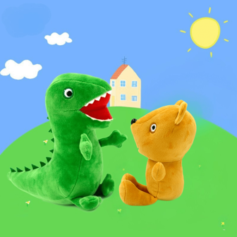 Peppa Pig Muñeco de peluche de oso de peluche (tamaño mini: 21 cm/8,27 pulgadas), muñeco de dinosaurio (tamaño pequeño: 28 cm/11,02 pulgadas) Amigos de Peppa y George, muñecos de peluche de personajes de anime Kawaii, almohada decorativa para la habitación, adecuada para Pascua, Día de la Madre, vuelta al cole, Acción de Gracias, Navidad y diversos regalos festivos, regalos de cumpleaños