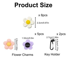 15pcs Flower Charms & Key Holder For Beach Bag Accessories, Chic Floral Accessories Beach Bag Charm With 2 Keychain Holder, Lightweight, Fashionable Accessory For Totes, Sandals & Beach Bags-For Women-Perfect For Summer Beach Vacations & Everyday Use