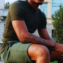 Men's 100% Ribbed T-Shirt - Army Green - View 1