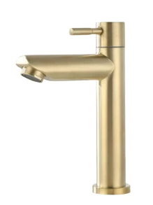 1 pezzo Rubinetto lavandino in acciaio inossidabile, rubinetto acqua fredda singolo, montaggio su piano lavandino, disponibile in cromato, nero, oro