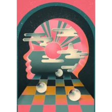 1PC Abstract Futurism Wall Art Dark Colorful Character Geometry Canvas Painting Retro For Living Room Home Decor Optional Frame - Multicolor - View 40