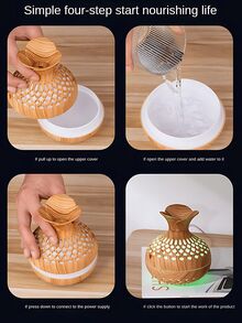 LED Mini Wooden Vase Air Humidifier Light Humidifier - Random Color - View 6