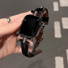1 Piece Of High-End Leather Strap With A Ladies' Socialite Style, Compatible With Apple Watch 38/40/41/42/44/45/46/49mm Compatible With Apple Watch Ultra/S10/9/8/7/6/5/4/3/2/1