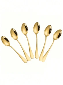 10/25/50/100 Pcs Gold Stainless Steel/Plastic Reusable Cutlery Set, Includes Cake/Salad Forks, Spoons, Knives, Dishwasher Safe Flatware For Home, Restaurant, Wedding, Outdoor, Birthday, Party, Holiday
