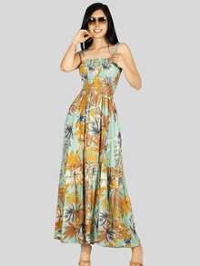 Vestido Maxi Casual Mujer Largo Cómodo de Tirantes - Verde - Ver 1