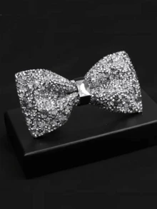 1 件男士水钻蝴蝶结 - 预绑亮片领结，可调节长度，宝石蝴蝶结 - 彩色 - 查看 5