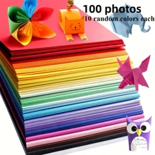 100 photos de set de papier artisanal coloré, 10 couleurs différentes, parfait pour l'origami, les artisanats artistiques, les fournitures de bureau, le scrapbooking, la couture, les outils de papier - matériaux de papier de haute qualité, fournitures scolaires, rentrée scolaire