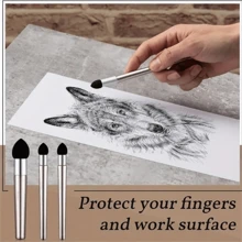 3 pièces Ensemble de stylos mixtes pour artistes - Pinceaux éponge lavables et réutilisables pour le croquis et la peinture - Parfait pour l'estompage, la surbrillance et la correction, pour la rentrée scolaire, fournitures scolaires