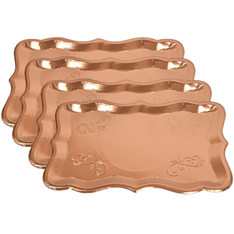 10pcs 9" X 13" Elegant White With Gold Rim Disposable Paper Plates, White Rectangular Disposable Paper Plates With Gold Trim, Suitable For Dessert Display, Dining Table Parties, Banquets And Other Occasions, Elegant Design, Can Be Used To Hold Paper Cupcake Liners, Birthday Parties, Weddings, Bridal Showers, Picnics, And Everyday Home Use.