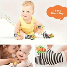 4PCS Baby Rattles Toys For 0-12 Month, Infant Girl Boy Toys For Babies 3-6 Months, Newborn Hand & Foot Toys For 0 To 9 Months, Baby Shower Gifts Set With Wrist Rattle Socks,6-12 Month Toys,Baby Rattle Toy,Newborn Baby Boy Toys
