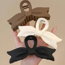 3pcs Women Minimalist Matte Bowknot Solid Hair Clips, Elegant Versatile For Daily Wear, Casual Party, Commute, Vacation, Hairstyling, Face Wash, Shower, Makeup Summer Hair Claws Claw Clips Hair Jaw Clip Hair Clamps Hair Clutch Hair Catcher Clip
