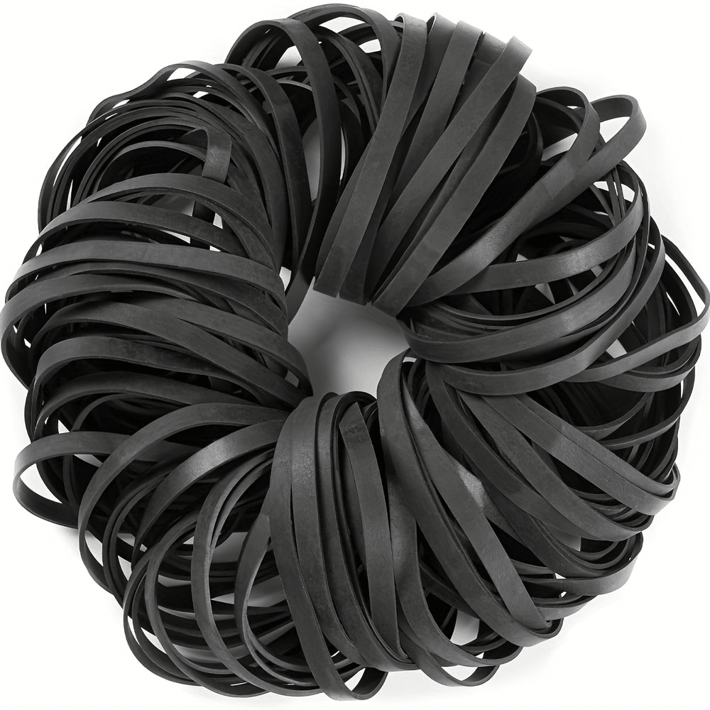 50/100 Stücke schwarze Gummiringe Größe 64 für Büromaterial, Zuhause, Aktenordner, starke elastische Gummiringe für Wandern, Rucksacktouren, Überleben