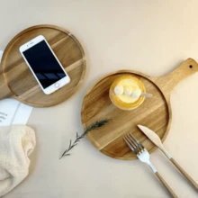 1pc Rosewood Handle Pizza Board - Cutting Board, Serving Tray, Suitable For Pizza, Meat Cutting, Serving Fruits, Candies, Desserts, Sushi, Cheese, Decorative Platter Pizza Plate - Kitchen Wooden Tray, Pizza Tray, Breakfast Tray, Home Kitchen, Restaurant Kitchen Service, Party, Afternoon Tea, Family Gathering, Outdoor Camping, Birthday, Back To School, Eid, Graduation, Wedding