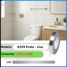 Fita Adesiva Prata Lisa 2cm De 50 Metros Para Lacunas No Piso Parede Rejunte De Azulejo Decoração Gap Teto Decalque